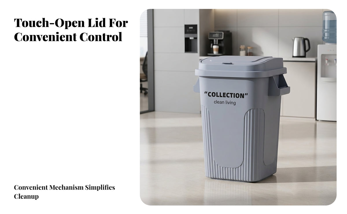 Lidded Trash Can with Lid | Wide Mouth Opening, Thickened Body, Garbage Bin with Lid, for Kitchen