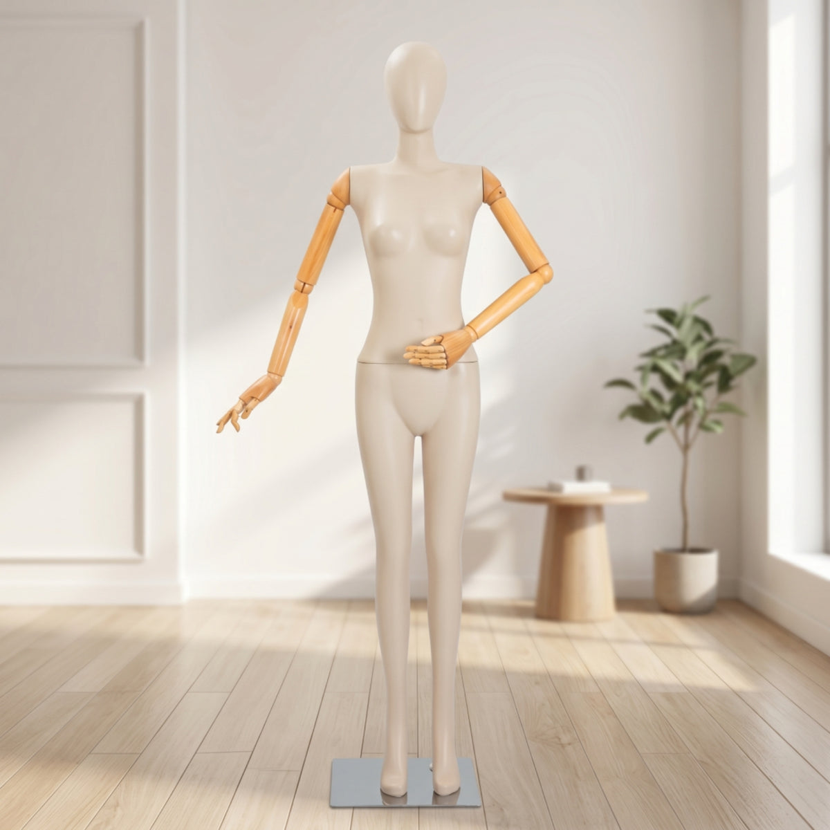 Full Body Mannequin with Square Base Stable Female Mannequin with Articulated Joints Curvy Full Body Display Dress Form for Tailors, Retail Stores