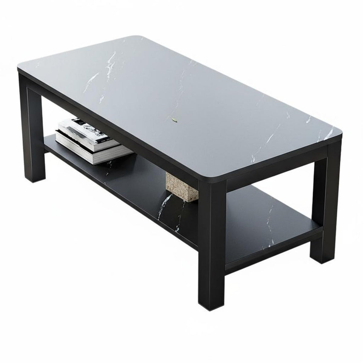 Two-Tier Rectangular Table Modern Minimalist Aesthetic 2-Tier Rectangular Table Double-Layer Layout for Home Use Room Furniture for Office Workers