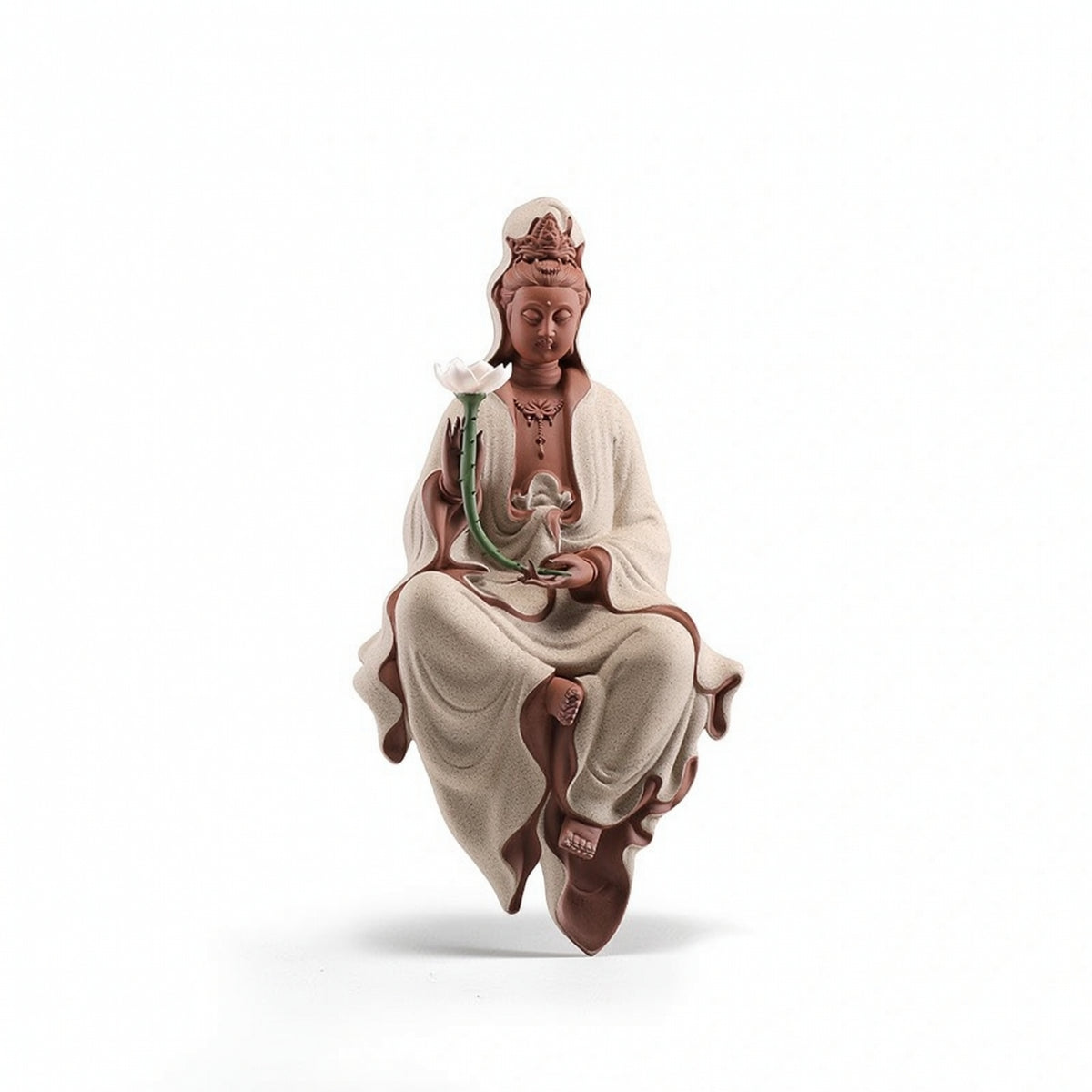 Guanyin Figurine with Lotus Detailed for Entryway, Altar