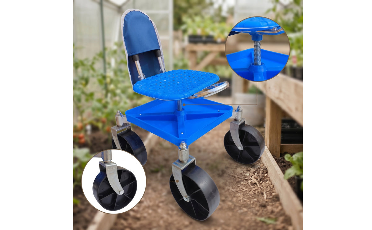 Garden Stool with Tool Bag Rotating Garden Seat with Wheels Swivel Gardening for Gardeners, Flower Bed