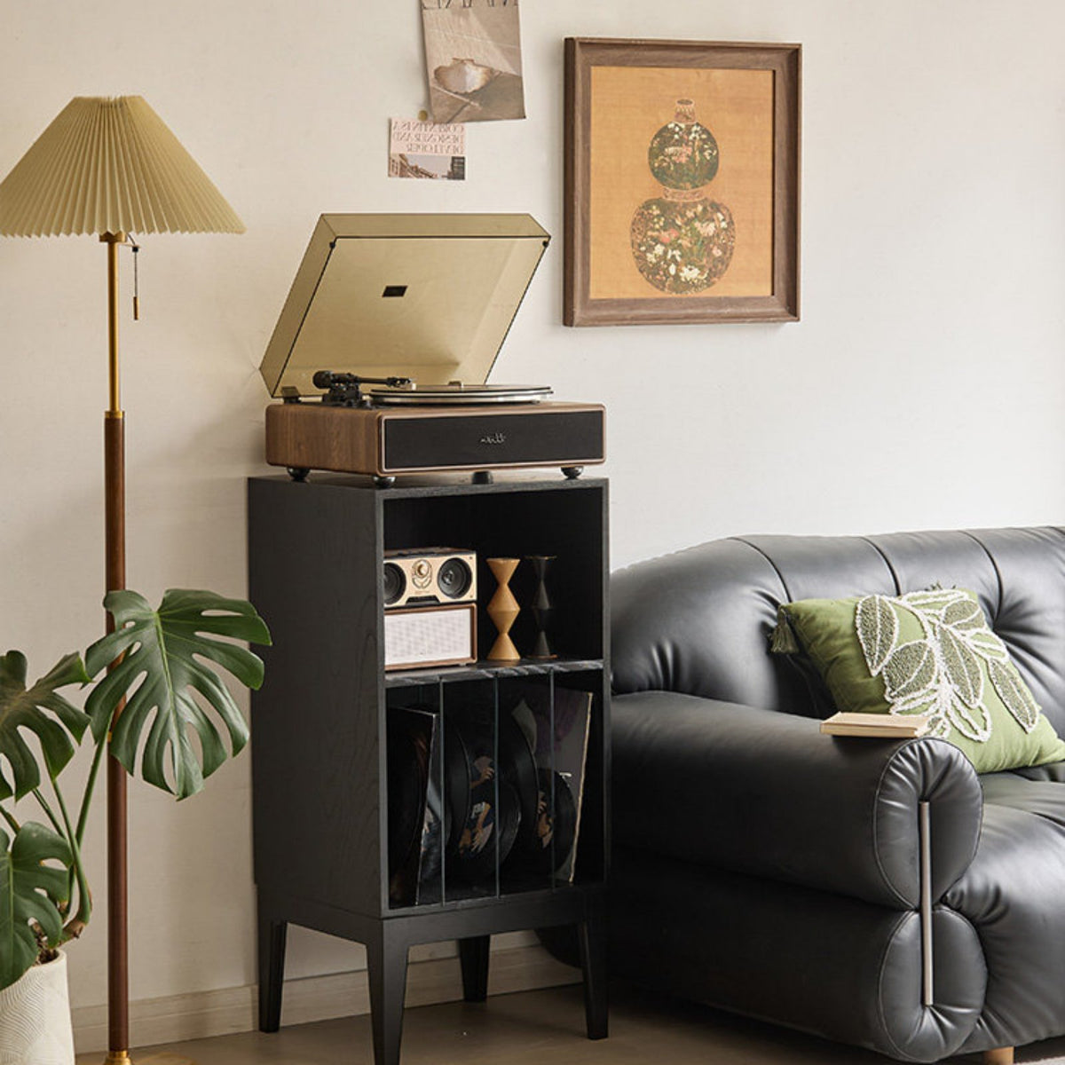 Vinyl Record Storage Cabinet Solid Wood LP Album Storage Furniture Mortise and Tenon Structure Stable Construction Dedicated Audio Organizer Suitable for Living Room Study Audio Room