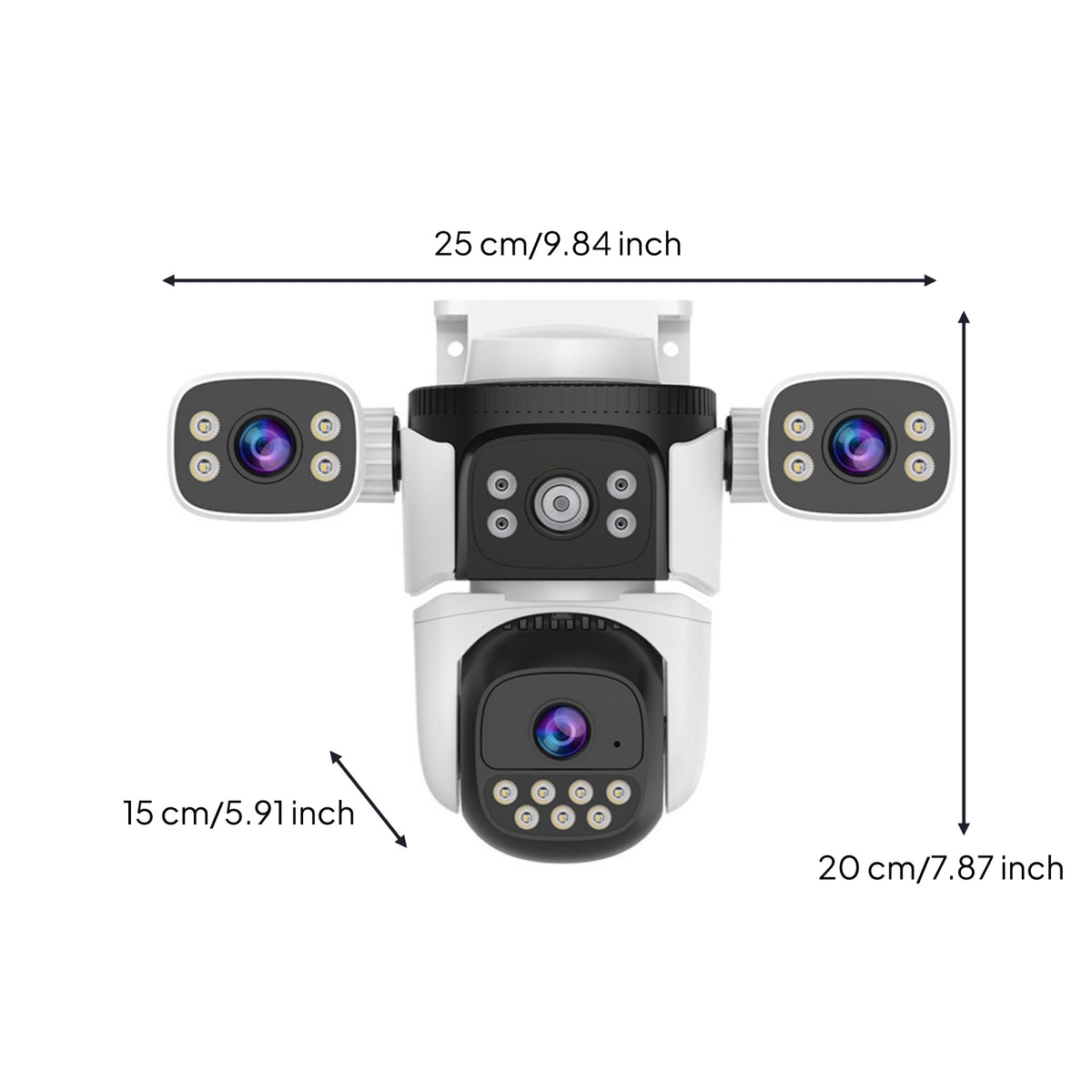 Wall-Mount Outdoor Security Camera Wide-Angle Three-Lens Security Camera Dome-Style for Homeowners, Shop Owners, Yard, Driveway, Entryway