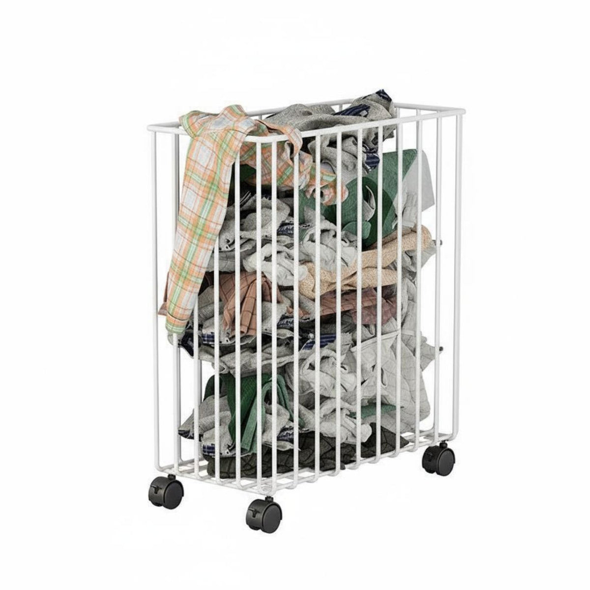 2-Basket Rolling Shelf Space-Saving Storage Trolley Multi-Tier for Laundry Room