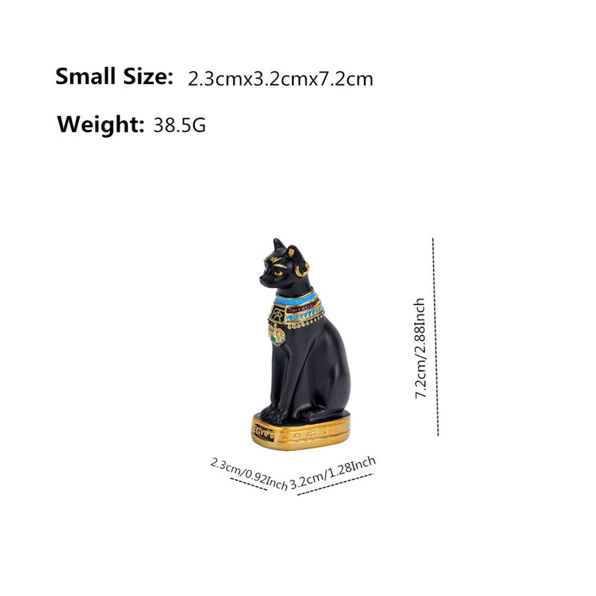Bastet Figurine Gilded Detail Cat god Ornament Gift Idea Ancient Feline Statue for Entryway