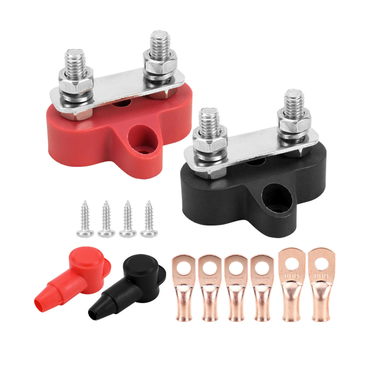 Two-postStud Battery Terminal Connector with Shielded Covers Secure Battery Terminal with Shielded Caps Easy to Use Compatible for DIYers