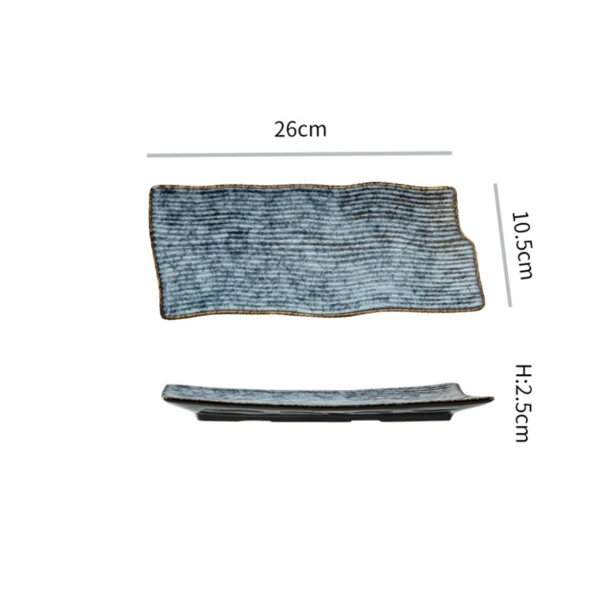 Ribbed Sushi Plate Notched Rim Wavy Ceramic Plate