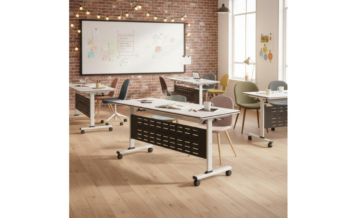 Foldable Design Folding Training Table Modesty Panel Mobile Conference Table Wheels Nesting Seminar Desk for Classroom