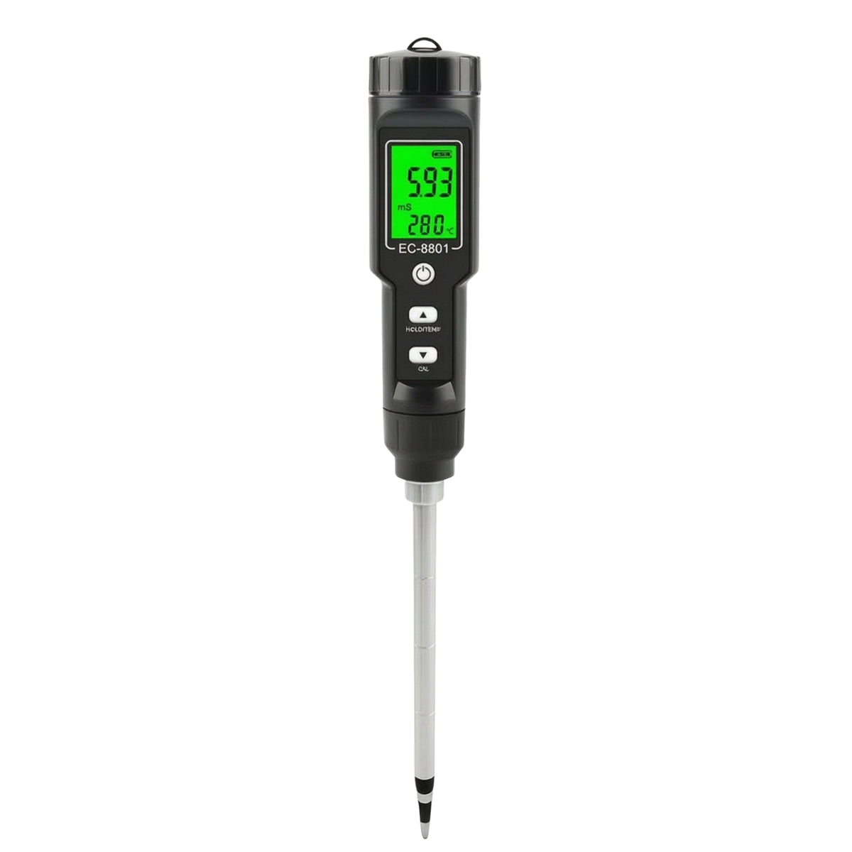 Soil EC Meter Digital Soil Tester with Metal Probe Digital Soil Meter Real-time EC Tester Battery Operated Instrument Automatic Compensation Suitable for Indoor Gardeners Greenhouse Cultivation Plant Care