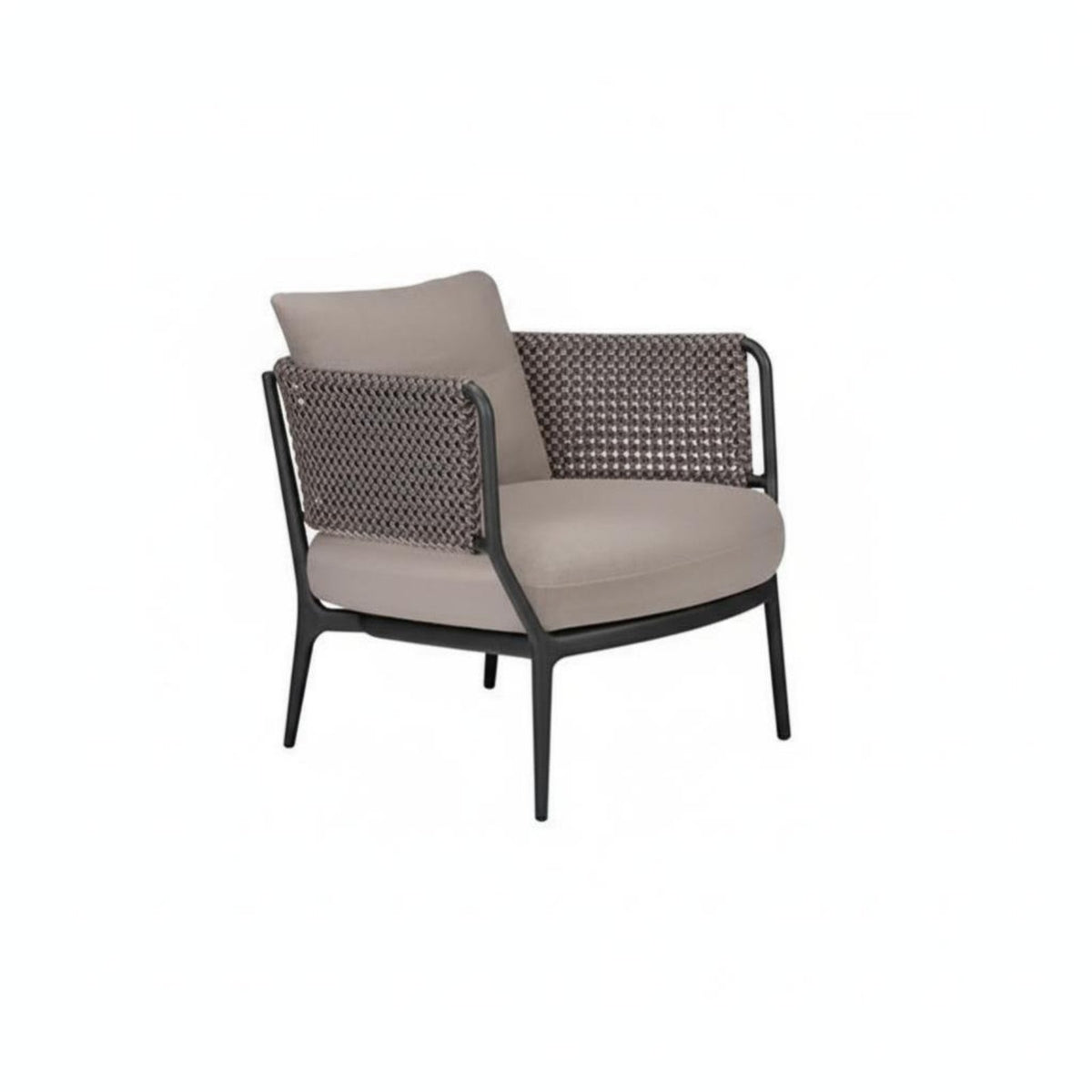 Woven Patio Armchair Nordic Design paded Patio Armchair Includes pad Deep Seating for Homeowners, Hotel Owners, Balcony
