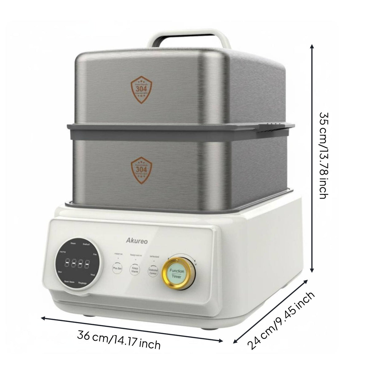 3-Tier Electric Food Steamer Large Capacity Stainless Steel Electric Steamer Cooking Equipment for Families, Dorm Room