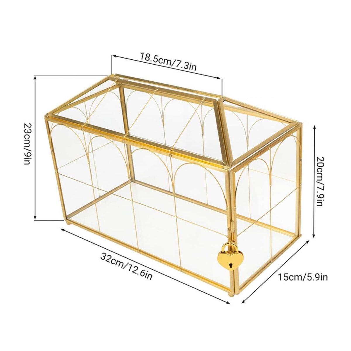 Heart Lock Card Box Transparent Party Decor Decorative for Brides