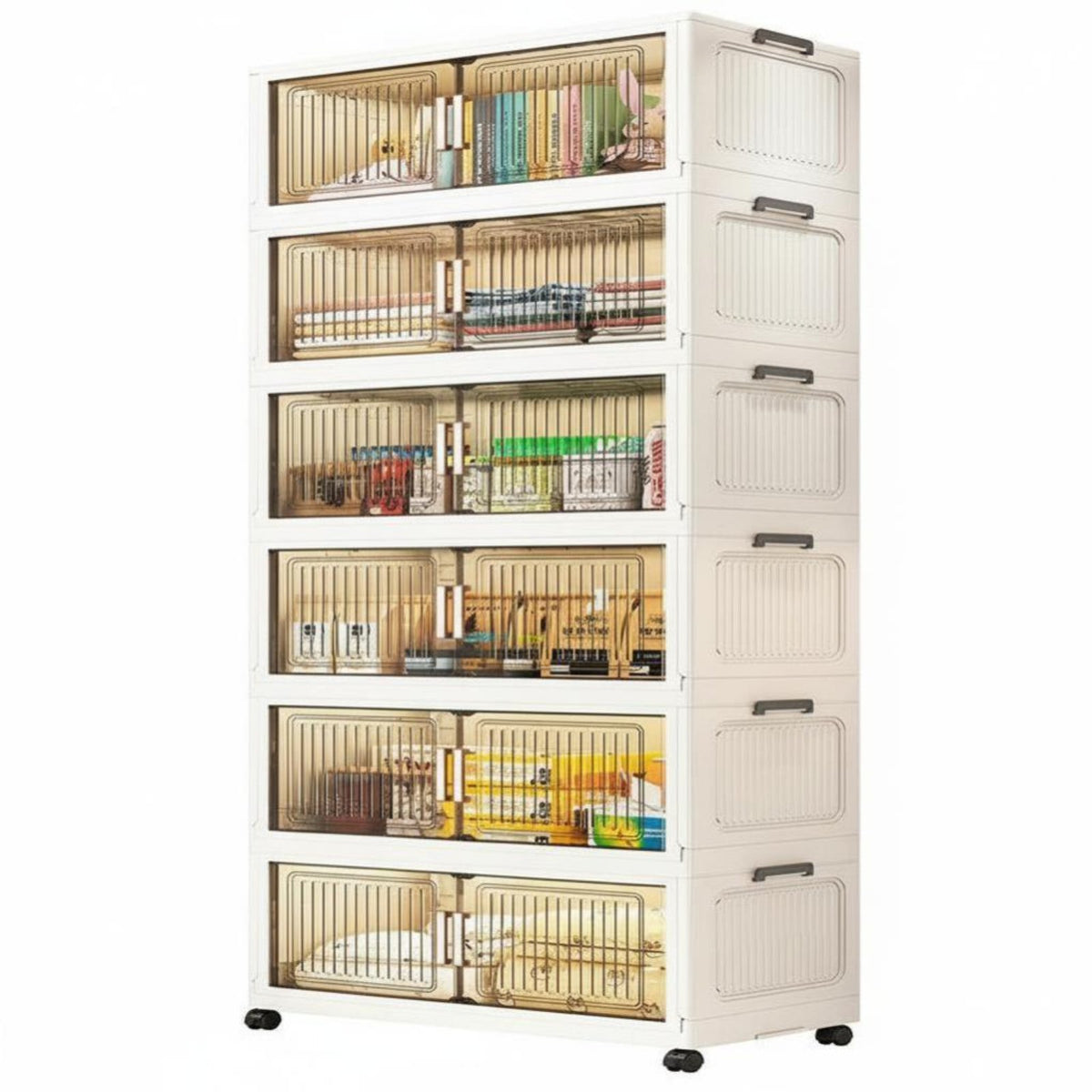 Foldable Storage Box with Front Door two-way Opening for Students, Homeowners