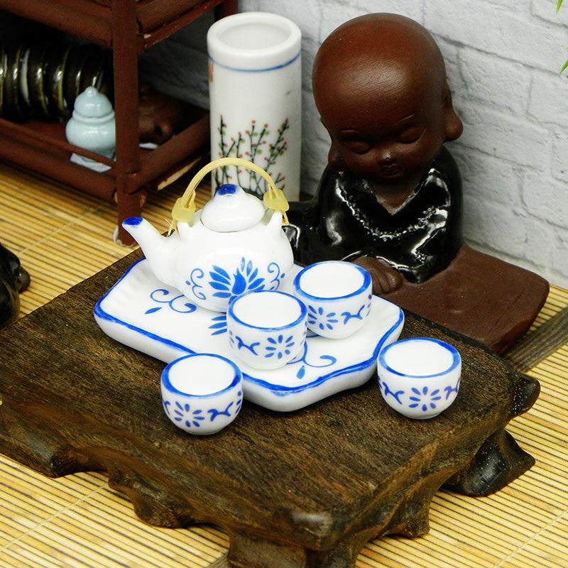 1:12 Scale Miniature Ceramic Tea Set for Dollhouse Kitchen