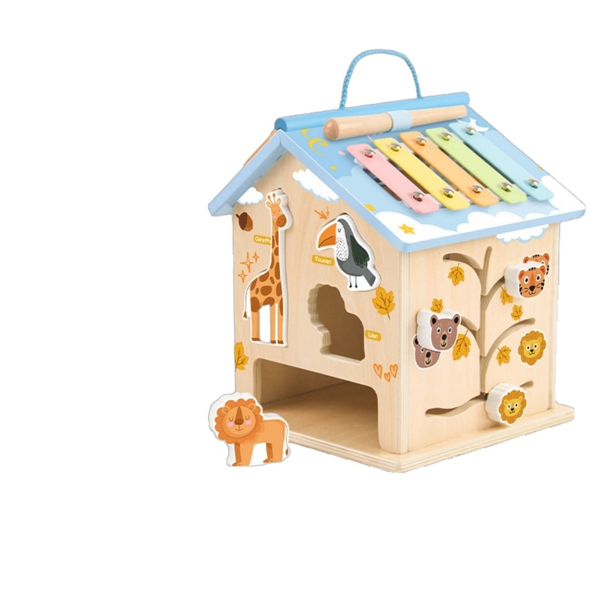 Wooden Busy House Colorful Activity House Fine Motor Sensory Game Toy Developmental for Toddlers