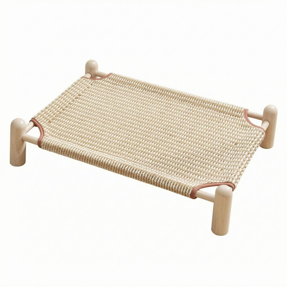 Raised Wooden Pet Bed Scratch-Friendly Elevated Wooden Pet Bed Artisan-Made