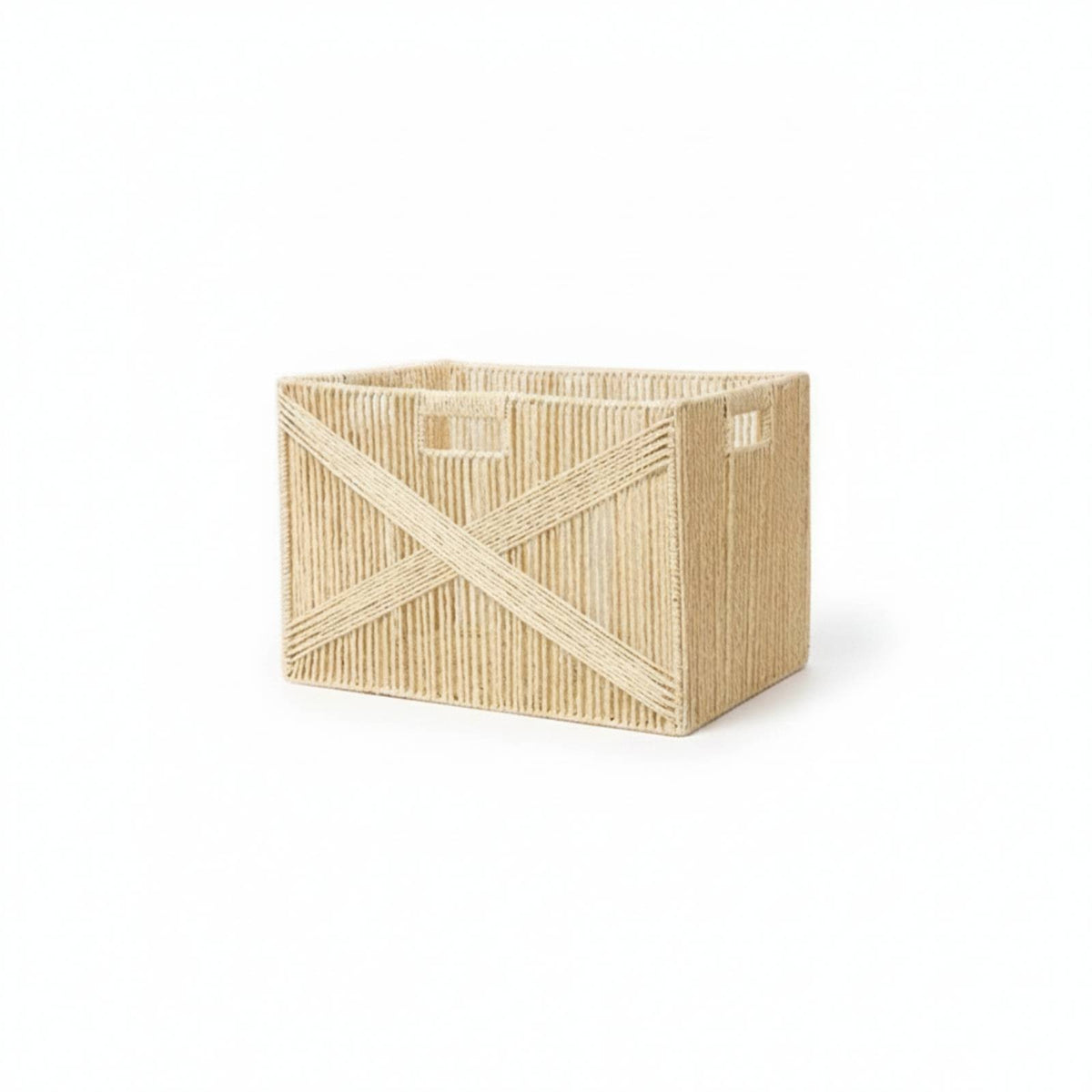 Storage Basket with Handles Rectangular Woven Storage Bin Open-Top for Closet