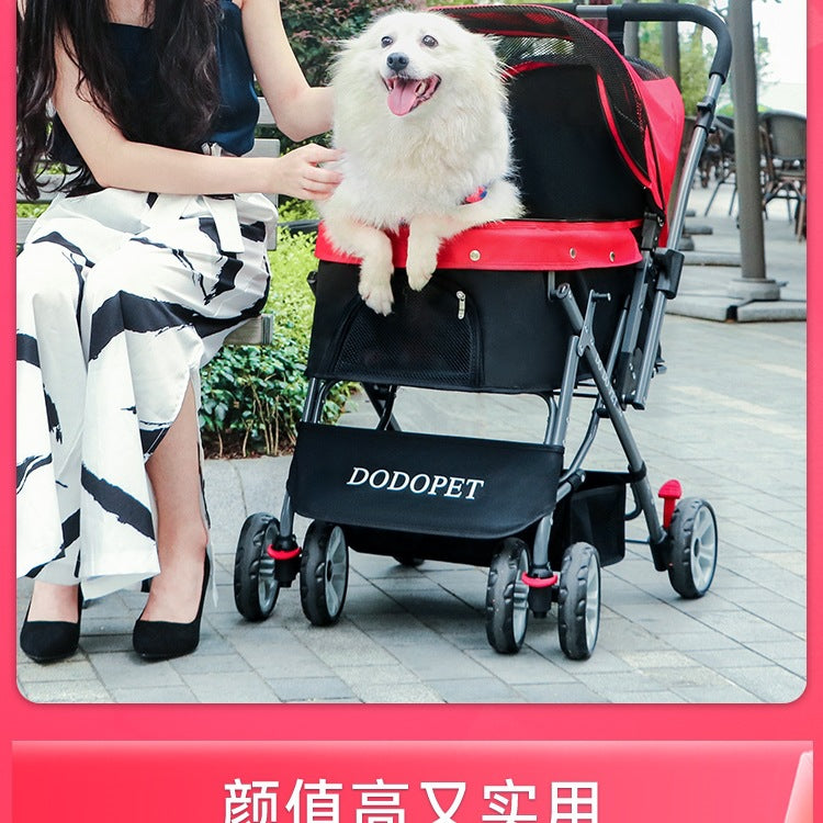宠物推车狗狗外出手推车遛狗车猫咪小推车轻便可折叠狗车