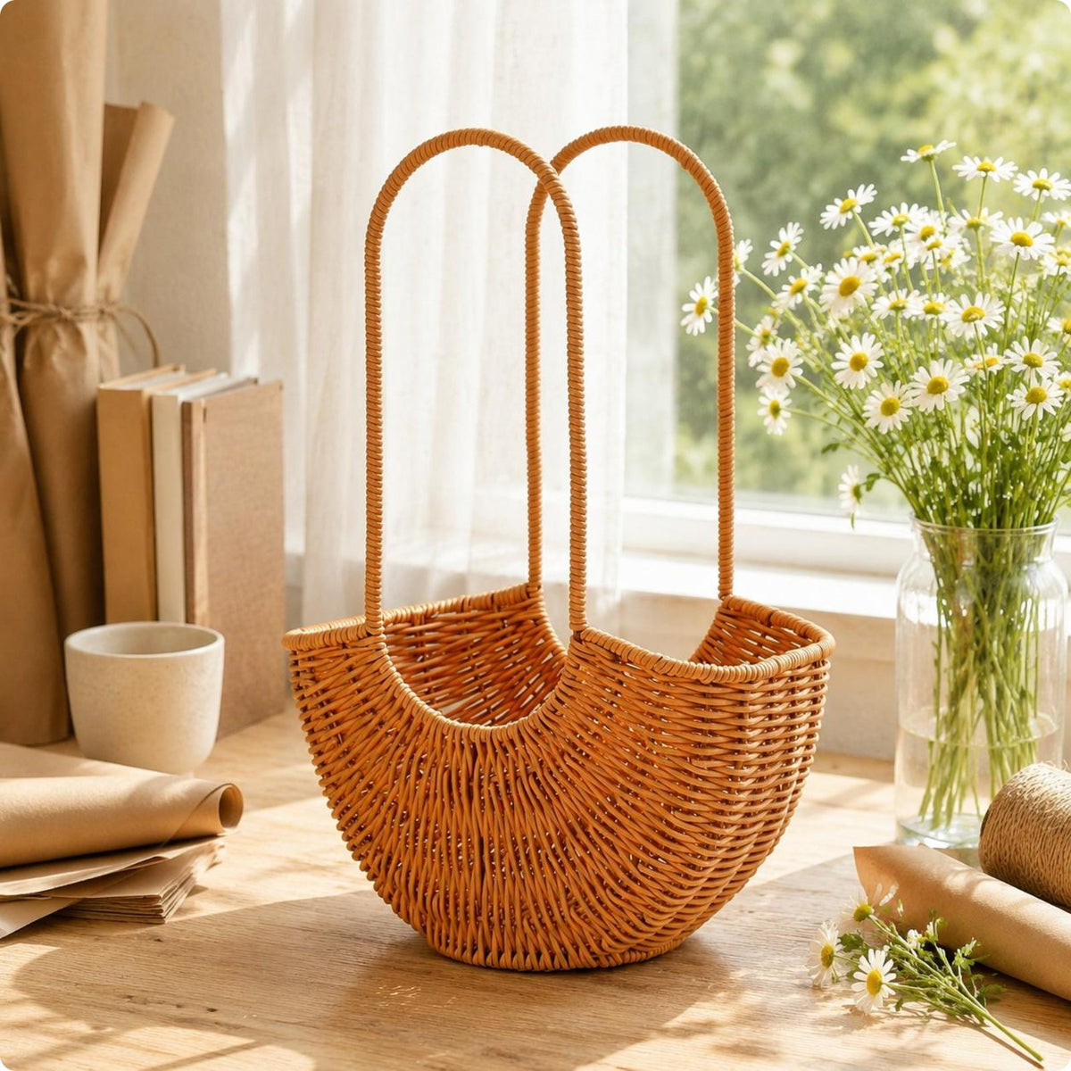 Woven Flower Basket Lightweight Home Decor Long-Lasting for Gift Giving