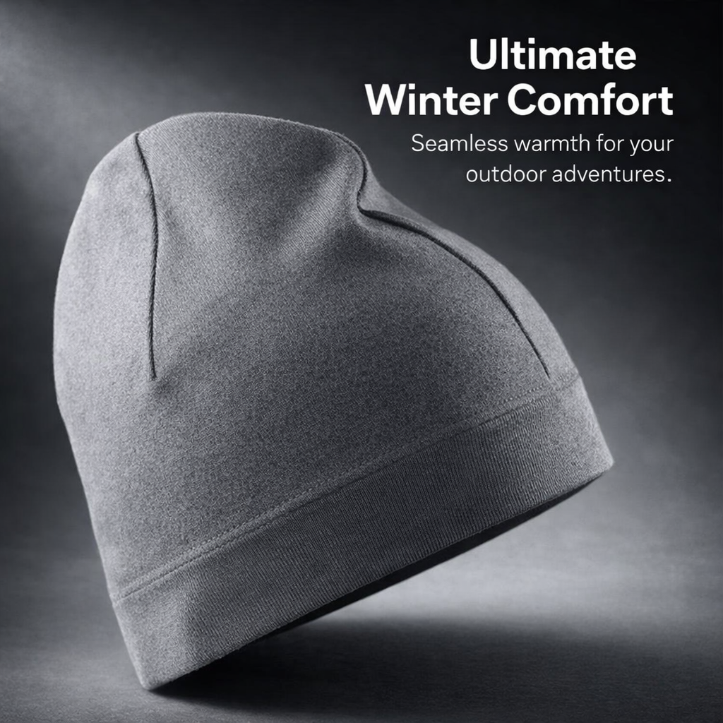 Beanie Hat for Men Polyester Fiber Running Cap for Skiing and Outdoor Activities, Seamless Knit Design for Comfort, Foldable Moisture Wicking