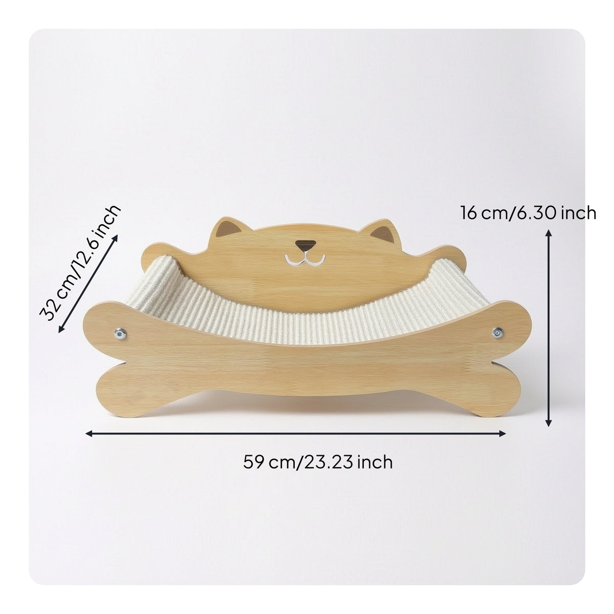 Cat Scratching Lounger Sturdy Cat Scratcher with Wooden Frame Natural Safe for Cats, Living Room, Pet Corner