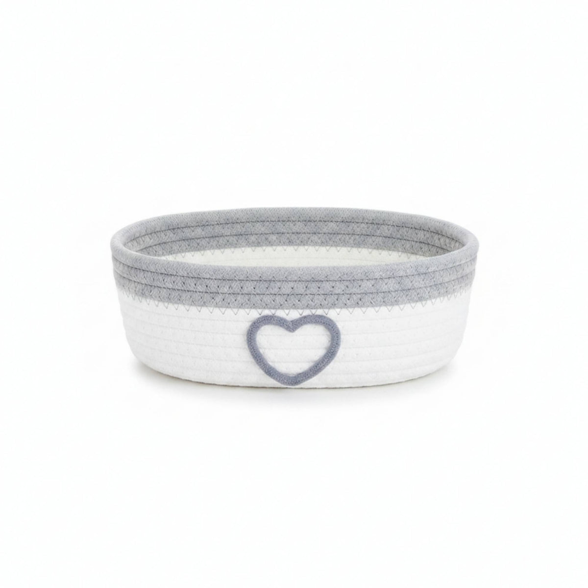 Braided Basket with Heart Woven Cotton Rope Basket Low-Profile for Bedside Table