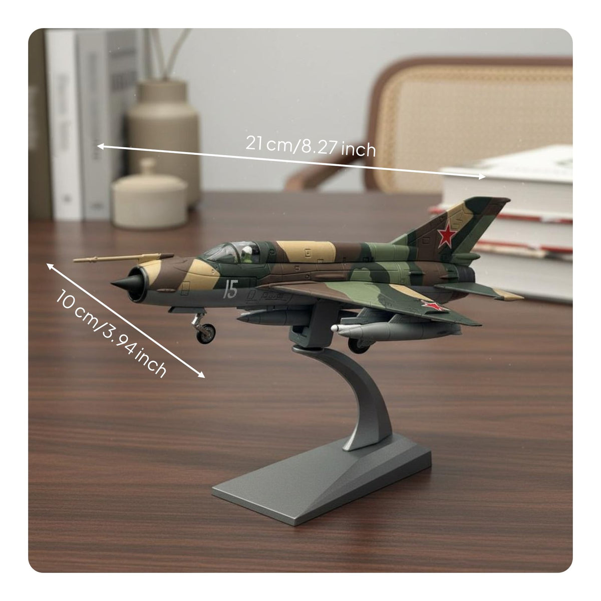 1:72 Scale MiG-21 Model Pre-Assembled 1/72 Scale MiG-21 Model Detailed Diecast Airplane for Aviation Fans, Collectors, Desk Decoration