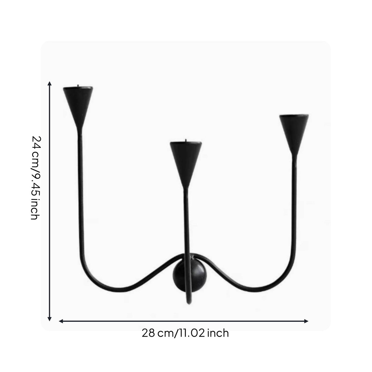 Minimalist Iron Candelabra Light Elegant Black 3-Arms Candle Holder Stable Construction 3-Arms Candelabra for Hotel