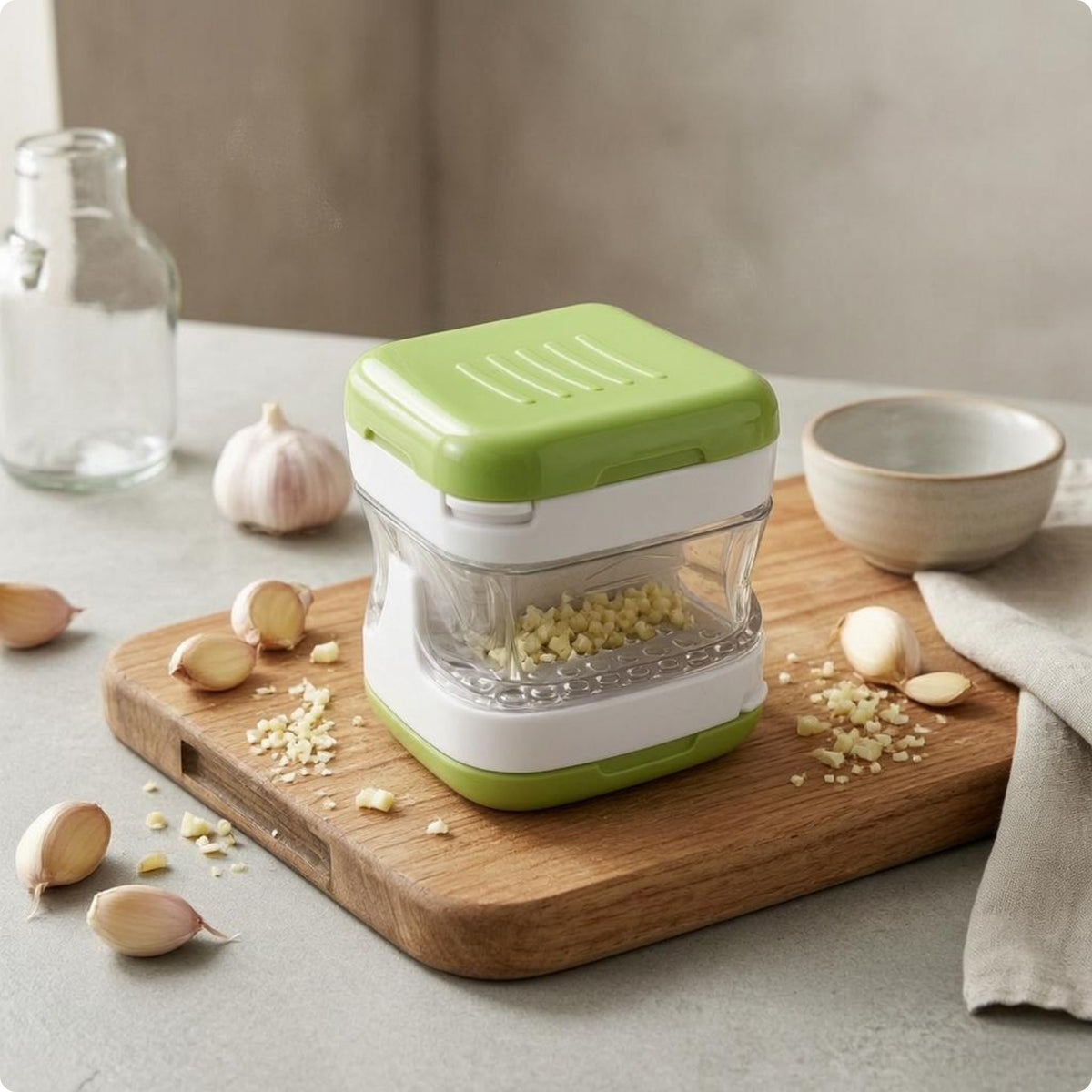 Manual Garlic Cube-Shaped Manual Press Chopper Hinged Lid