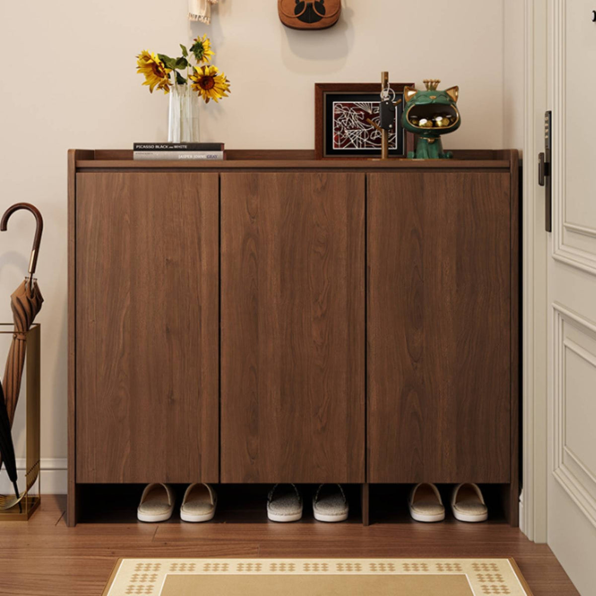 Solid Wood Shoe Storage Unit Removable Shelf Entryway Shoe Storage Unit Open Bottom Footwear Organizer for Hallway