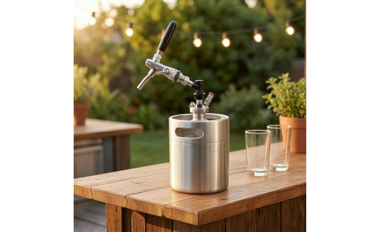 Polished Beer Keg Coupler with Lever Handle Compact Beer Tap with Handle Mechanical Keg Tap Commercial-Grade for Homebrewers