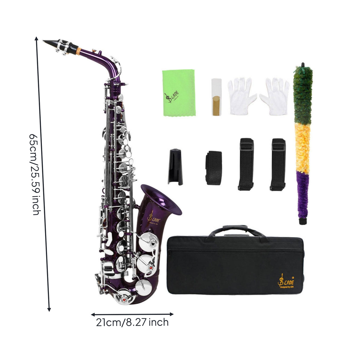Brass Alto Sax with Case Engraved Alto Saxophone Kit Curved E-Flat Saxophone Sturdy for Beginners