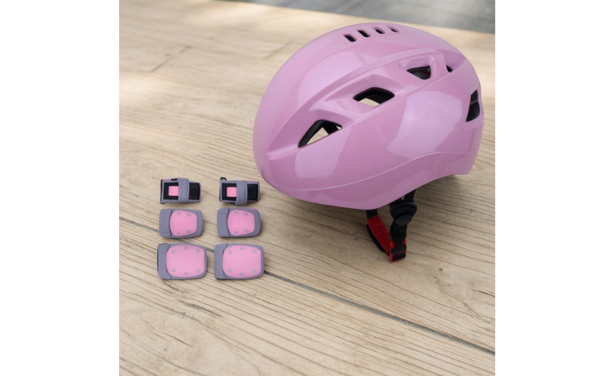 Skating Helmet with Knee Pads, Elbow Pads, and Wrist Guards Vented Helmet with Wrist Guards Shock-Absorbing Gear Set for Scootering