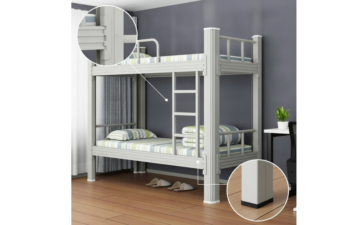 Metal Bunk Bed Space-Saving Steel Bunk Bed Furniture for Students, Roommates, Dormitory, Shared Room, Compact Bedroom