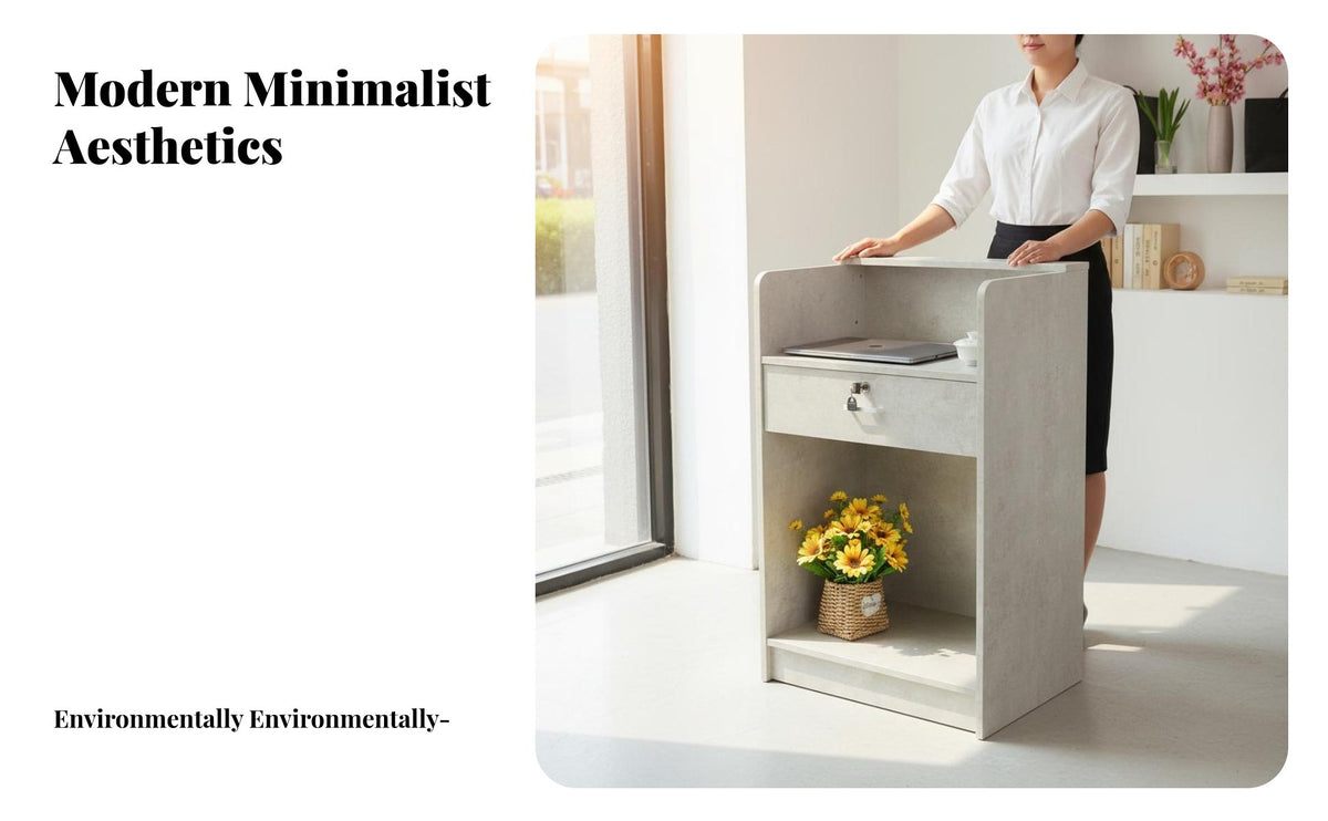 Space-Saving Small Money Ier Desk Long-Lasting and Sturdy Retail Counter Table Multi-Functional Modern Checkout Stand Easy Assembly for Salon Owners, Receptionists, Office Managers, Barbershop, Boutique, Medical Practice, Lobby