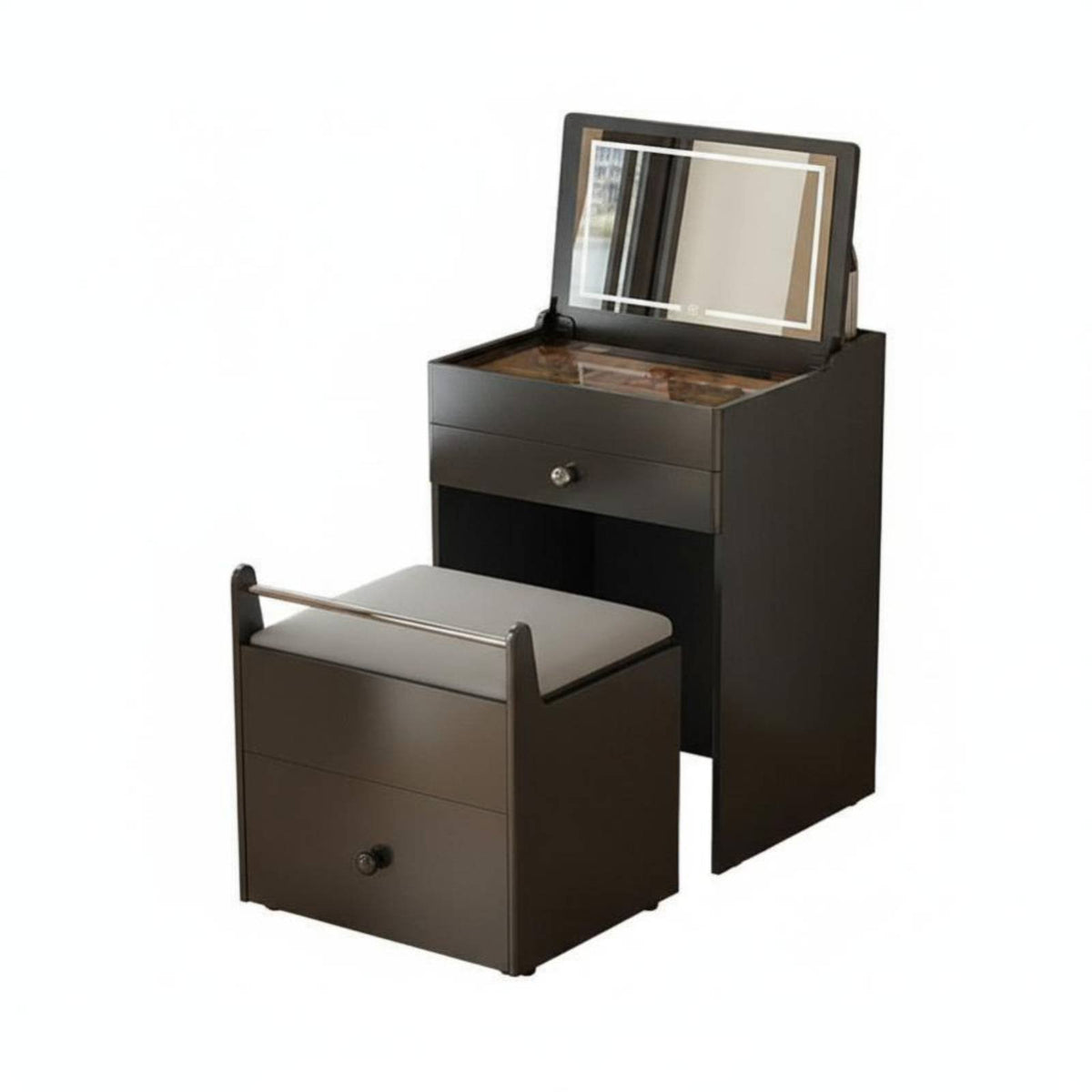 Space-Saving fold-down top Vanity Nightstand Multi-Functional fold-down top Vanity with Drawers Makeup Table Compartmentalized Storage for Apartment Dwellers, Students, Women, Small Spaces, Dorm Room, Cloakroom