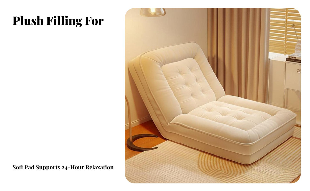 Human-Sized Nest Bed Adjustable Sleeper Lounger Foldable Design Adjustable Floor Lounger Multi-Functional Tatami Sofa Thickly Padded for Students, Apartment Dwellers, Balcony, Dorm Room, Reading Nook, Playroom
