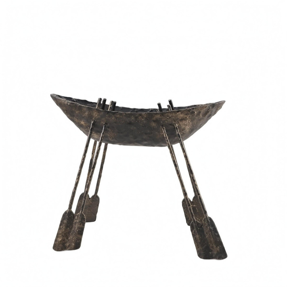 Boat-Shaped Sculpture Textured Metal Tabletop Ornament Modern