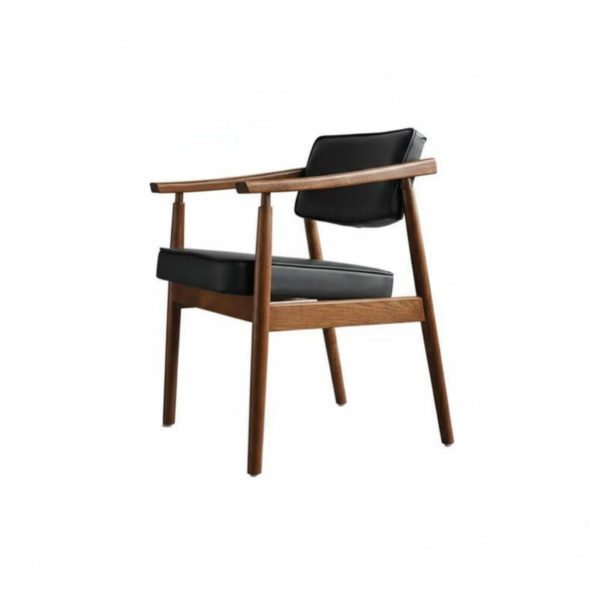 Wooden Dining Armchair with Padded Rear Nordic Design Upholstered Chair Thick Cushions Contouredd Armrests for Families