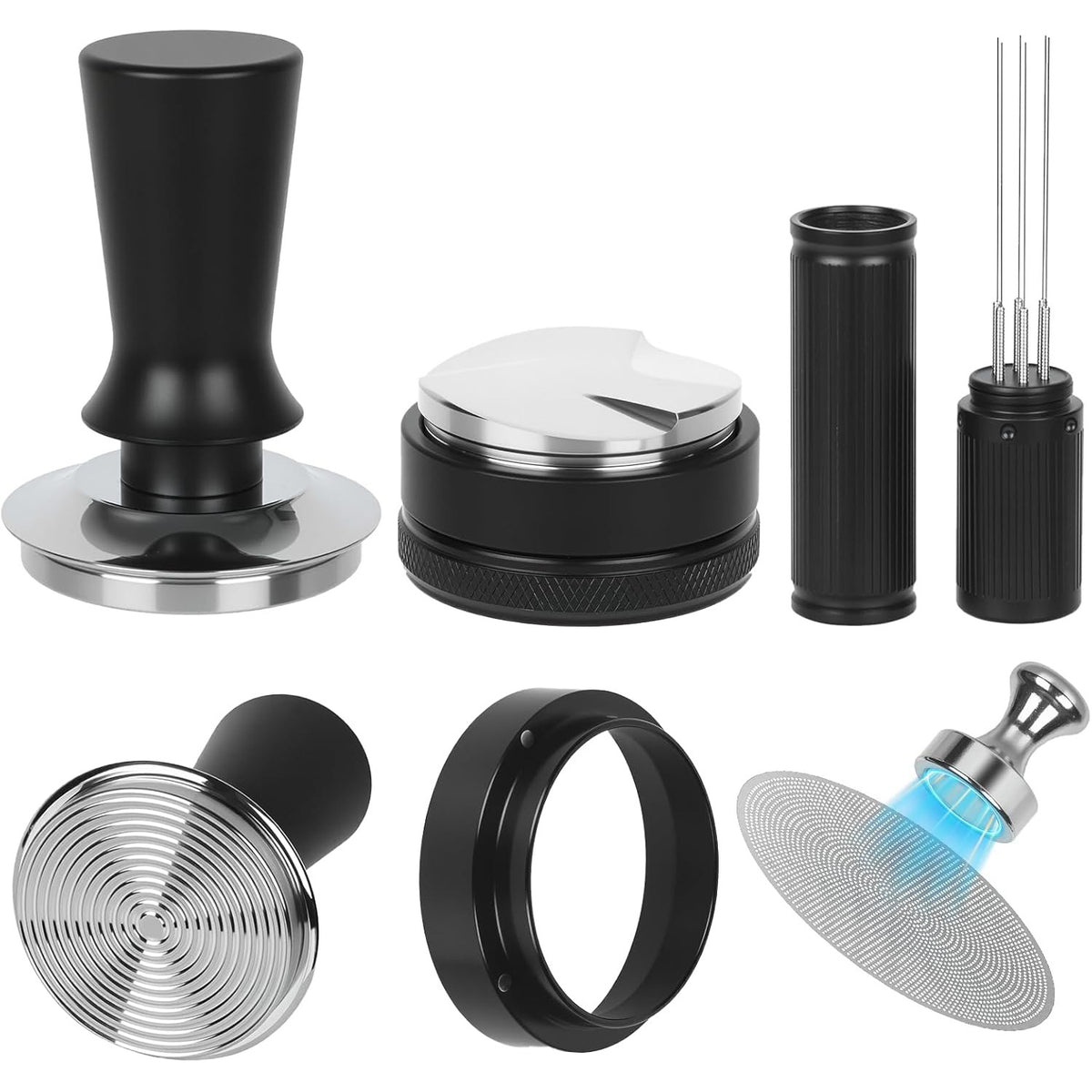304 Stainless Steel Coffee Tamper and Distributor Set with Filter