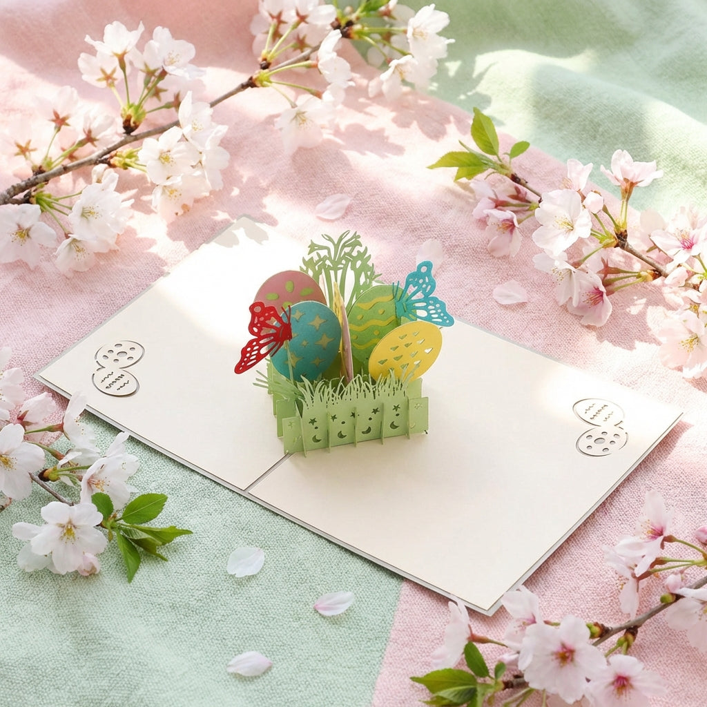 3D Easter Greeting Card Handmade Butterflies Design Easter Card Papercraft Creative Gift for Birthday DIY Easter Holiday Crafts