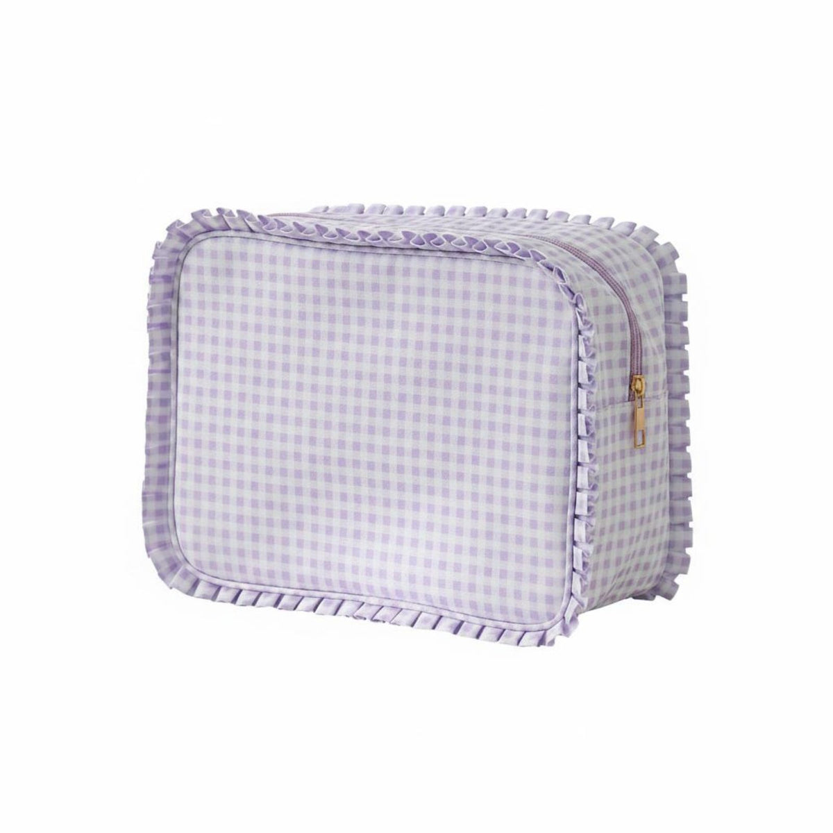 Ruffled Makeup Bag Soft Cosmetic Bag with Zipper Structured Makeup Organizer for Journeyers