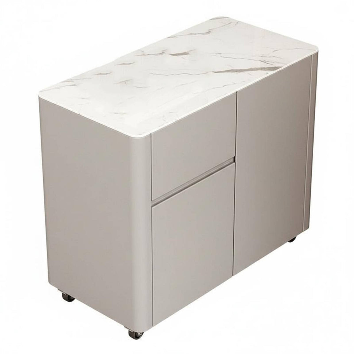 Mobile Tea Station Lacquer Finish Side Cabinet Space-Saving Easy to Assemble for Homeowners, Coffee Lovers, Parties, Kitchen