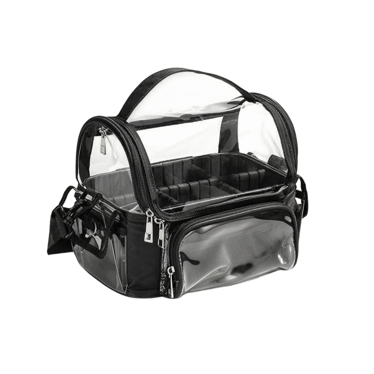 Easy to Clean Makeup Bag with Adjustable Dividers Multi-Compartment Makeup Bag with Shoulder Strap Sturdy Cosmetic Organizer Case Smooth Zipper for Vanity