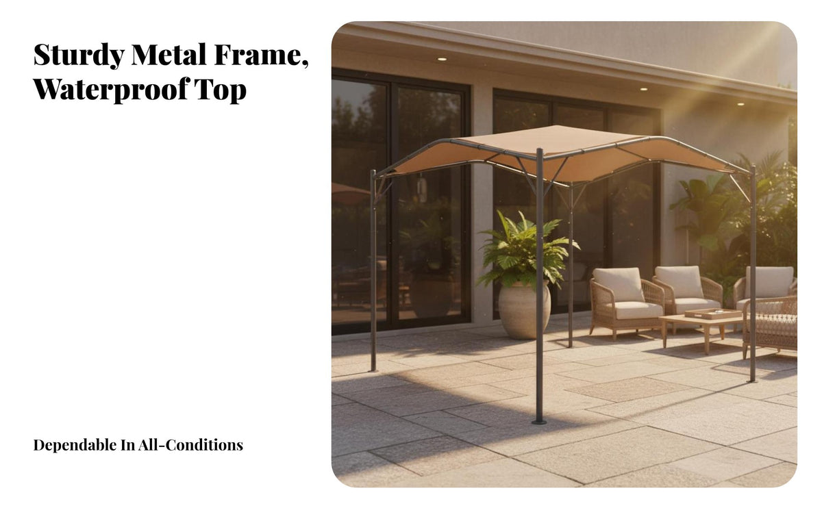 Weather Resistant Swanarched Sun Shelter Sturdy Construction Garden Gazebo Water Drainage Grommets Patio Canopy Spacious for Homeowners, Entertainers, Business Owners, Courtyard, Backyard, Poolside, Campsite