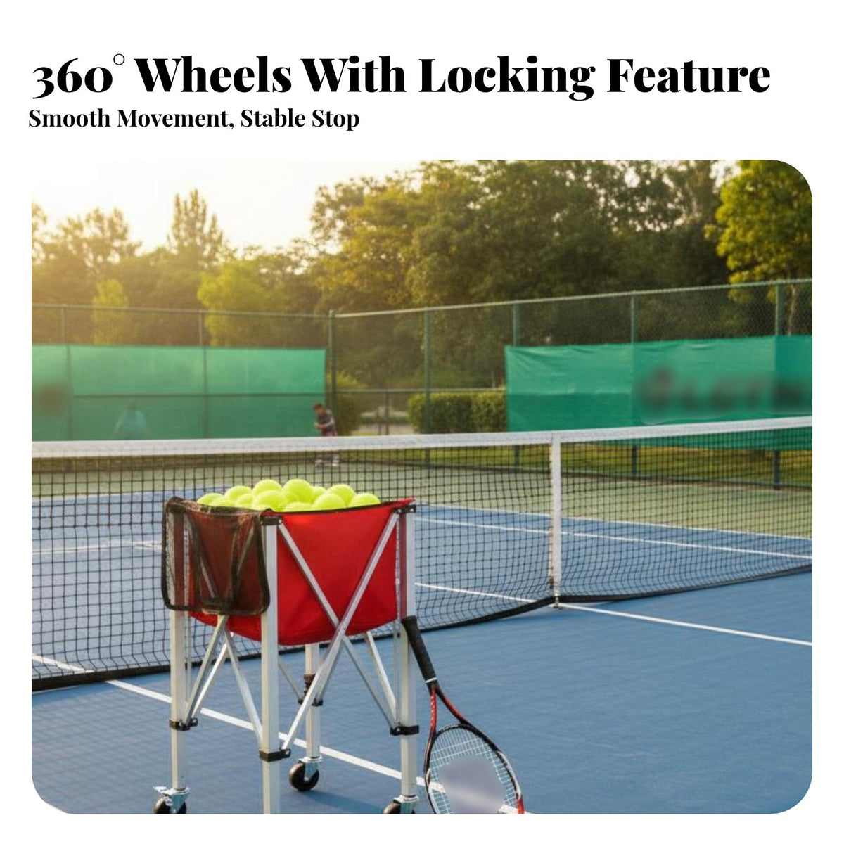 Foldable Tennis Ball Cart Lightweight Tennis Ball Container with Wheels Multipurpose Use Foldable Pickleball Cart for Coaches, Parents