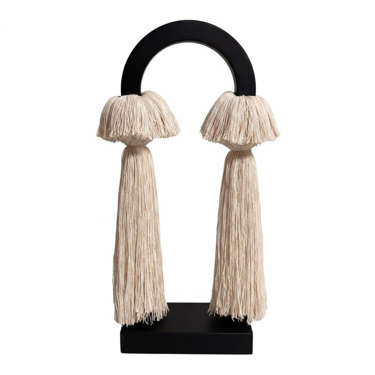 Cotton Rope Art Decor Artistic Imperfection Design Black Hoop Tassel