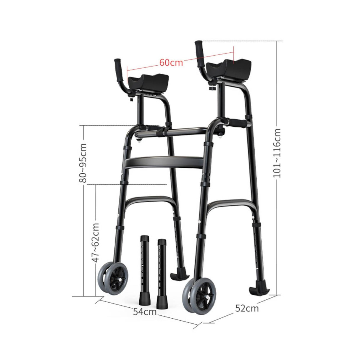 Upright Folding Walking Assistant Strolling Support Height Adjustable Standing Gait Support with Armrests Foldable Folding