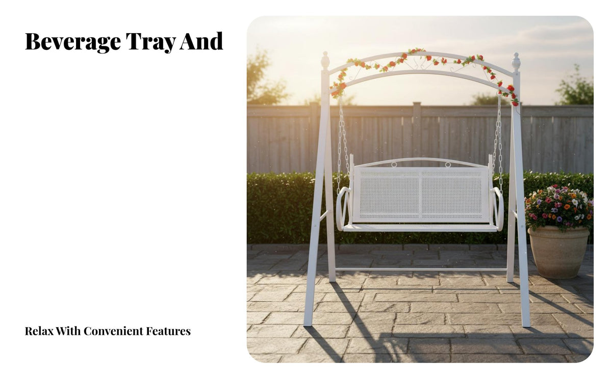 Waterproof Canopy Swing Bench Sunproof Garden Seating Weather Resistant Outdoor Furniture Strong Load-Bearing for Couples, Families, Homeowners, Courtyard, Patio, Backyard, Poolside