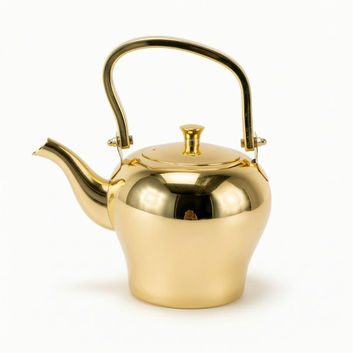 Teapot with Curved Spout Polished Kettle with Arched Handle Tabletop Tea Kettle for Kitchen Counter